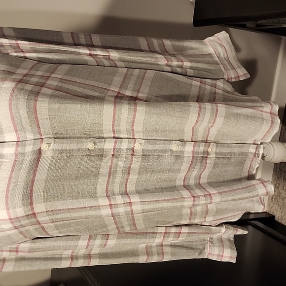 Banana Republic Dillion classic fit gray/white/pink plaid button up size L PTP22 - Picture 3 of 6